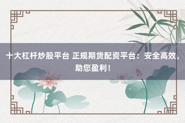 十大杠杆炒股平台 正规期货配资平台：安全高效，助您盈利！