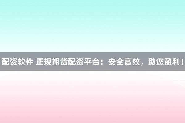 配资软件 正规期货配资平台：安全高效，助您盈利！