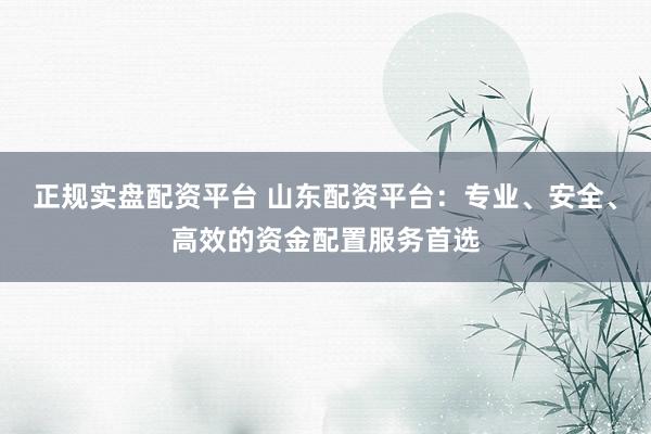 正规实盘配资平台 山东配资平台：专业、安全、高效的资金配置服务首选