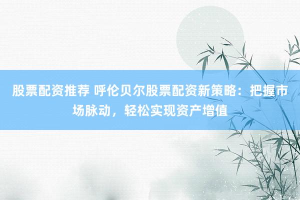股票配资推荐 呼伦贝尔股票配资新策略：把握市场脉动，轻松实现资产增值