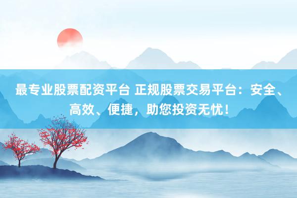 最专业股票配资平台 正规股票交易平台：安全、高效、便捷，助您投资无忧！