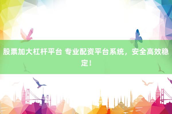 股票加大杠杆平台 专业配资平台系统，安全高效稳定！