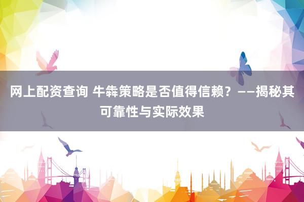 网上配资查询 牛犇策略是否值得信赖？——揭秘其可靠性与实际效果