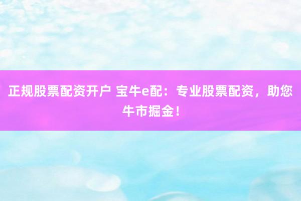 正规股票配资开户 宝牛e配：专业股票配资，助您牛市掘金！