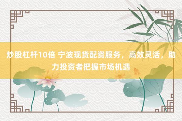 炒股杠杆10倍 宁波现货配资服务，高效灵活，助力投资者把握市场机遇