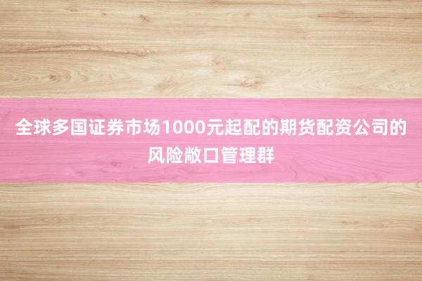 全球多国证券市场1000元起配的期货配资公司的风险敞口管理群